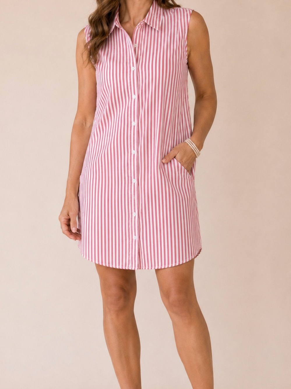 NorthStyle | Sleeveless Pink Stripe Button-Front Dress | Size S | EUC | Classic